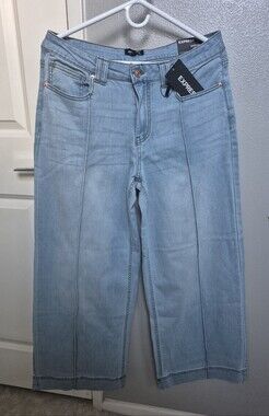 Express Wide Leg  Mid-Rise  Light Blue Denim